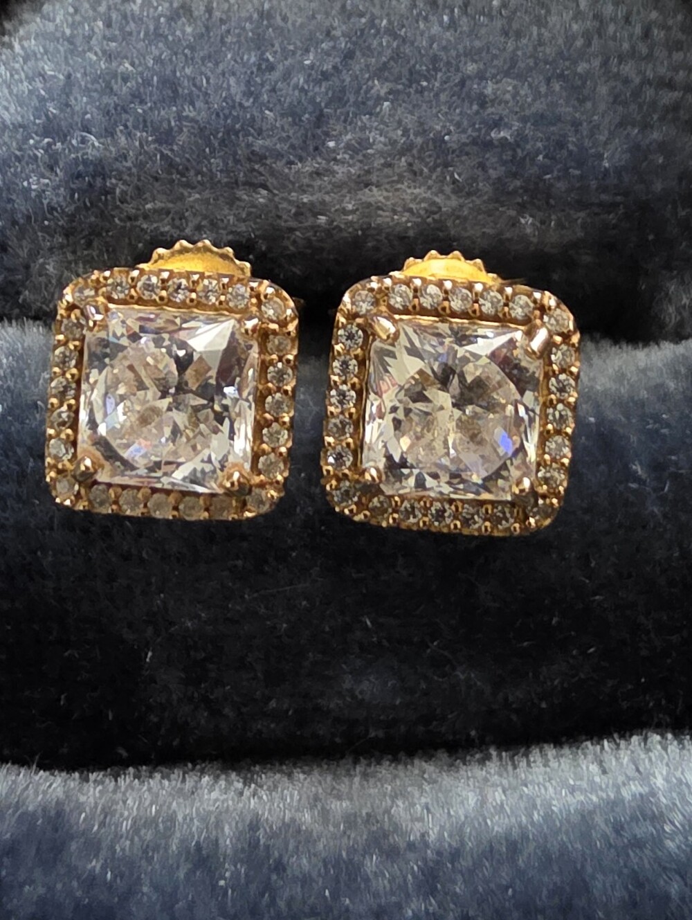 14k CZ Pandora Yellow Gold Stud Earrings (Vintage)